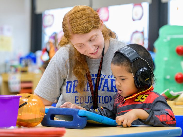Rebecca Vitelli is a teacher at Colonial District's Colwyck Center and is the 2020 Delaware Teacher of the Year. She received two degrees from the University of Delaware: a Bachelor of Science in early childhood education and Master of Education with a concentration in children with autism and severe disabilities.