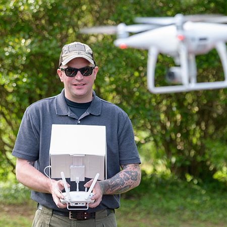 Tavis Miller is a graduate of the Professional and Continuing Studies “Professional Drone Pilot Training Academy” which teaches students about operating Unmanned Aerial Systems (UAS) commercially. Miller uses his drones as part of his job with the State of Delaware.  -