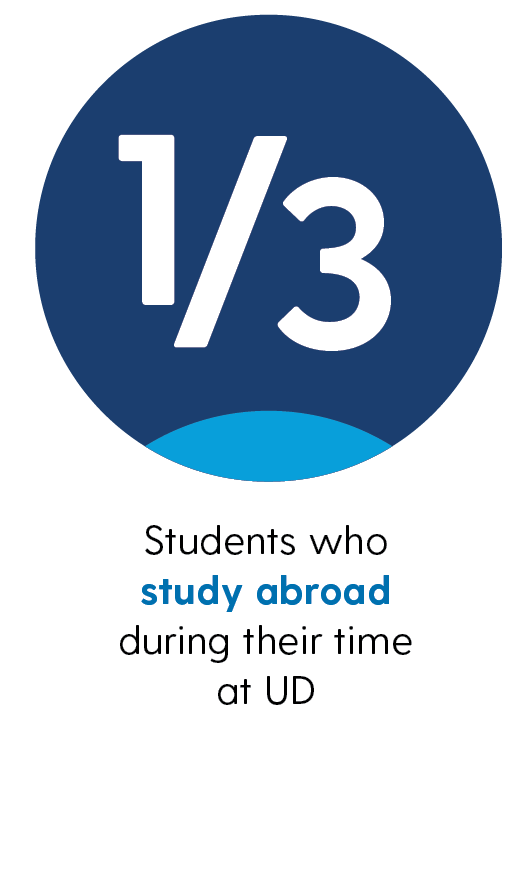 1/3 students who study abroad during their time at UD