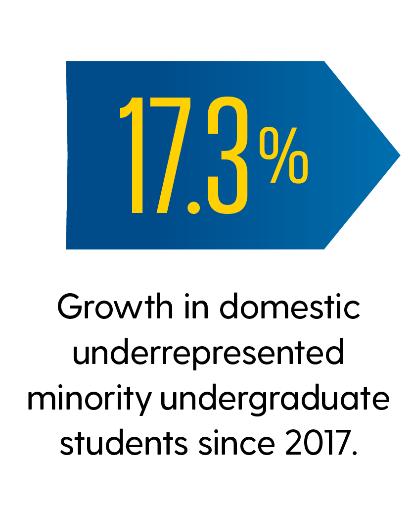16.6%: Growth in underrepresented minority undergraduate students since 2018.
