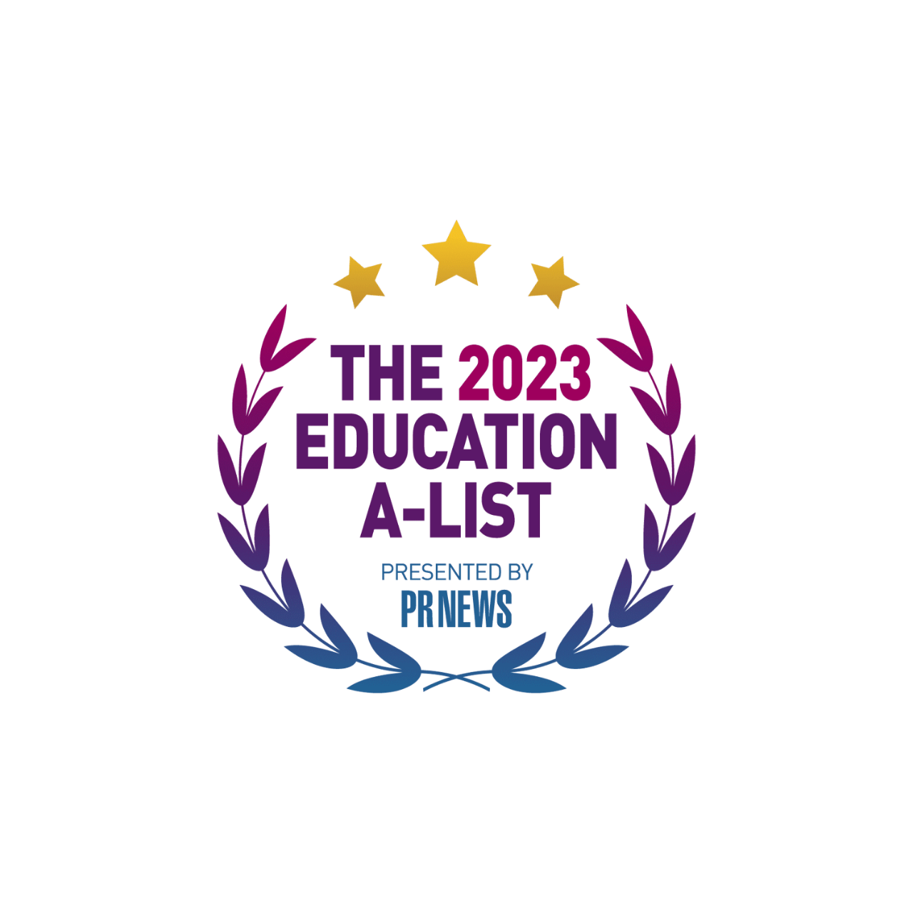 The 2023 Education A-List recipient badge from PR News