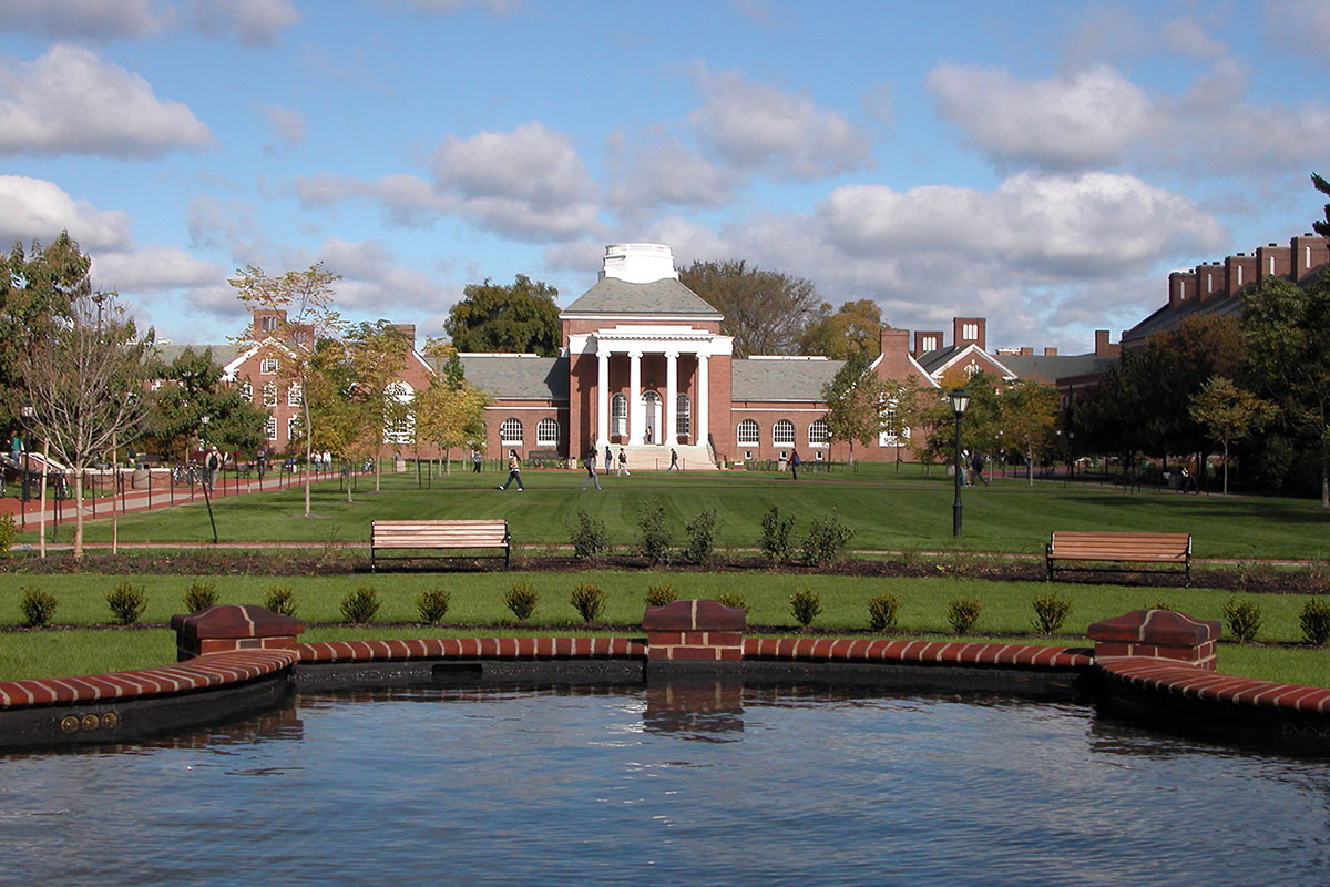 Photograph of Memorial Hall on the University of Delaware campus. 