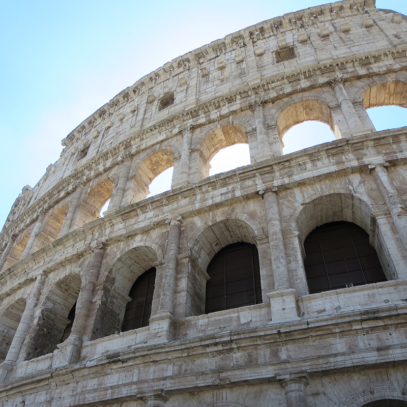 An up-close view of the Colosseum. 
