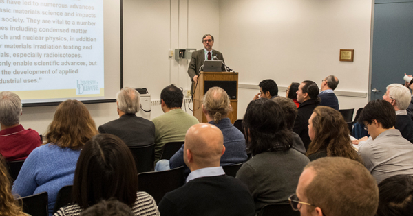 UD’s Norm Wagner talks about the importance of neutron science at Neutron Day.  