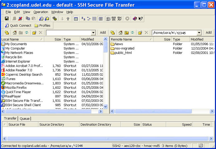 File Transfer window