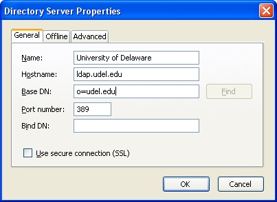 ldap properties window