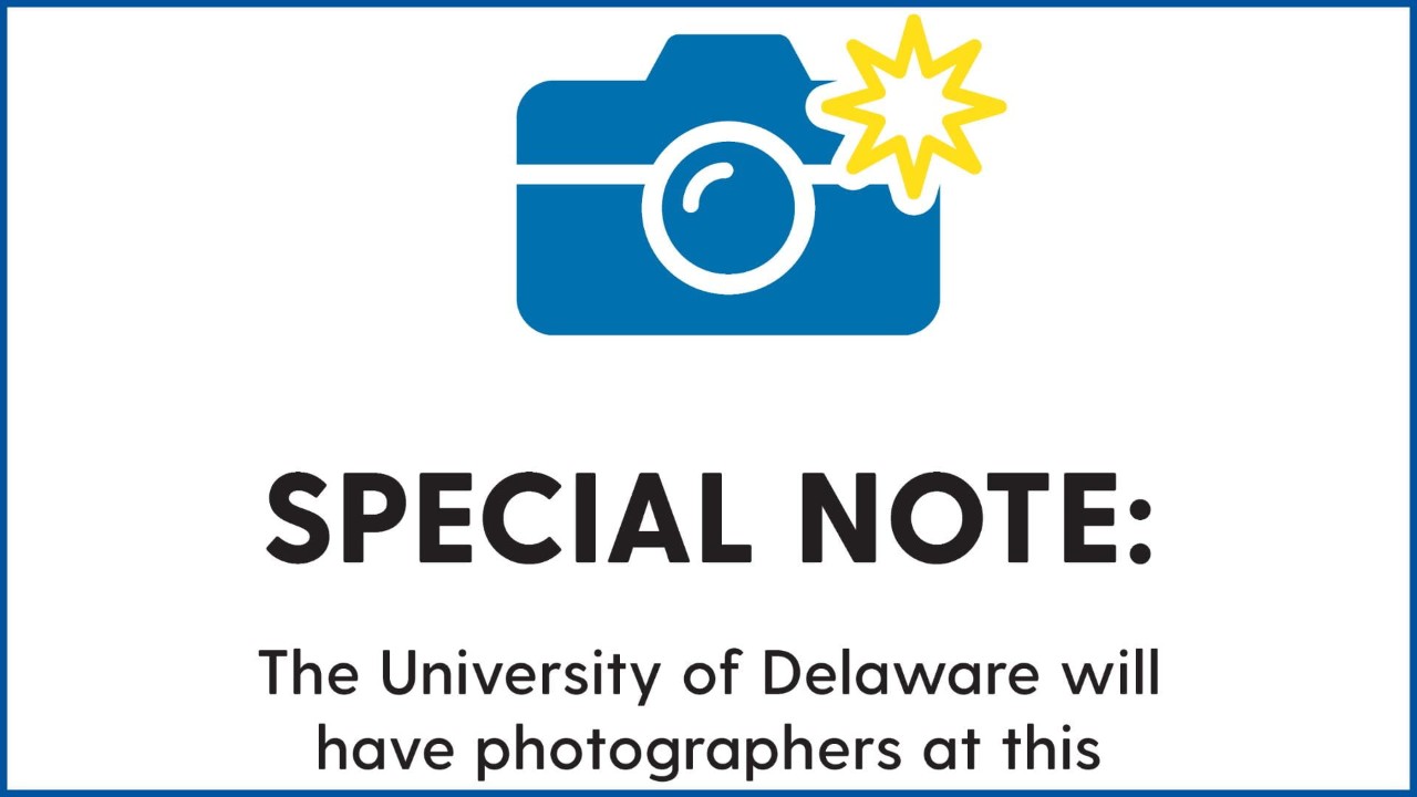 camera icon with special note: University of Delaware will have photographers at this event