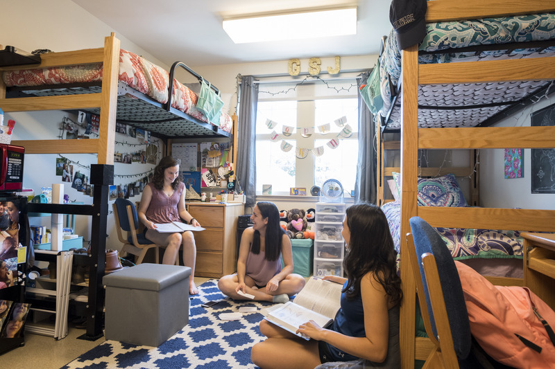 Students studying in a residence hall