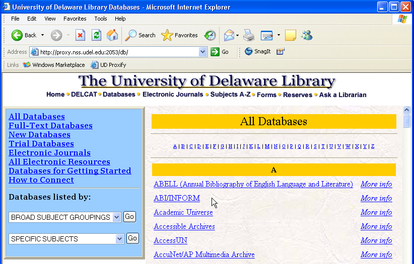 screenshot of UD lib
databases with proxy