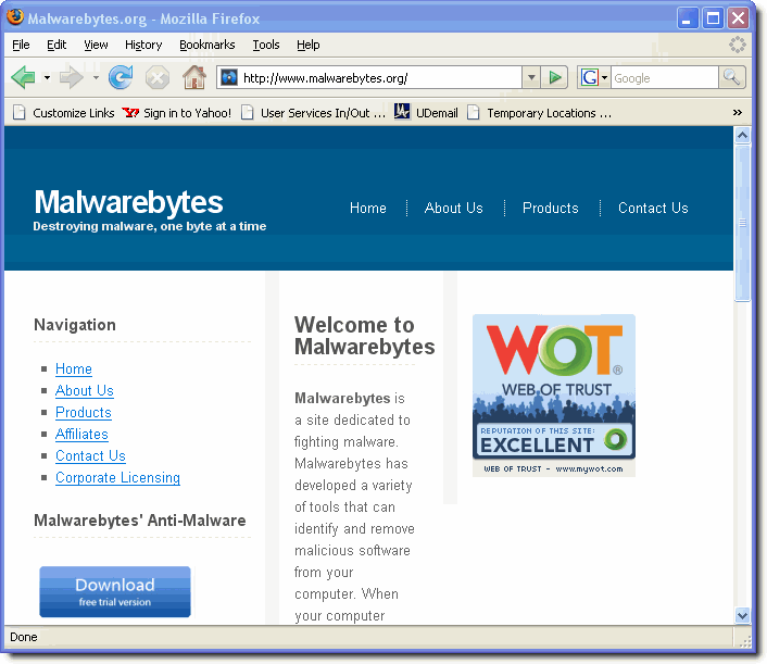malwarebytes' home page