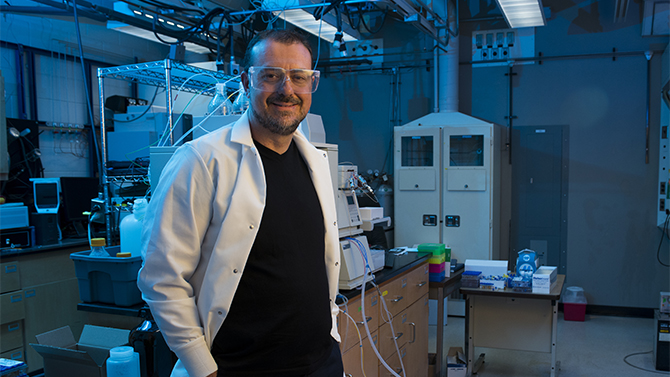 Dr. Dion Vlachos, Chemical & Biomolecular Engineering, does research with energy.