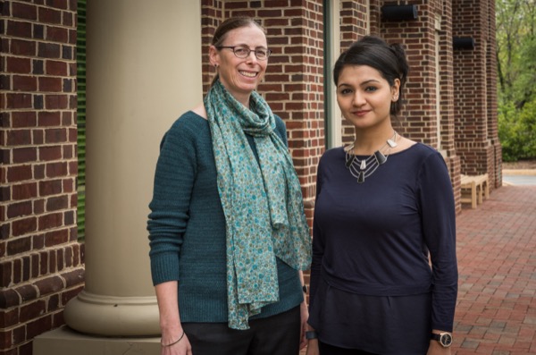 Hagit Shatkay (scarf) and her graduate student Moumita Bhattacharya along with Christiana Care's own Claudine Jurkovitz (not pictured) have received an ACCEL grant in partnership with Christiana Care.