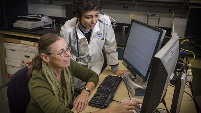 Dr. Hagit Shatkay, Computer Science professor works with Dr. Roselle Abraham with a study developing methods to improve the information that can be gleaned from ³fuzzy² EKG and echocardiogram  images so that a heart condition called hypertrophic cardiomyopathy can be diagnosed earlier and more accurately.