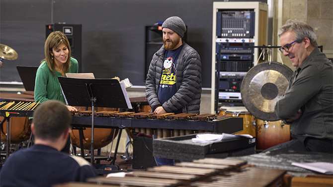 Angela Zator Nelson, percussionist with the Phila Orchestra, will lead a master class with UD students in Harvey Price's percussion class in Amy DuPont Hall.