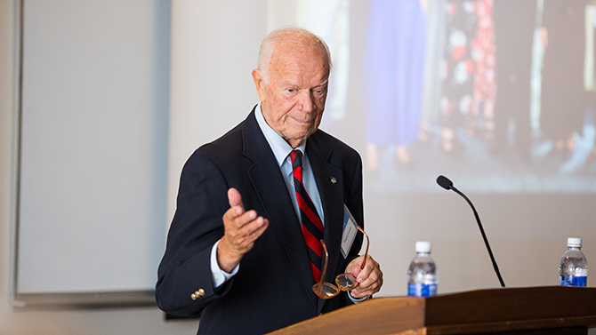 The Art History department's 50th anniversary celebration reception and dinner featuring keynote speaker Wayne Craven, the Henry Francis du Pont Winterthur Professor of Art History, Emeritus, at the University of Delaware.