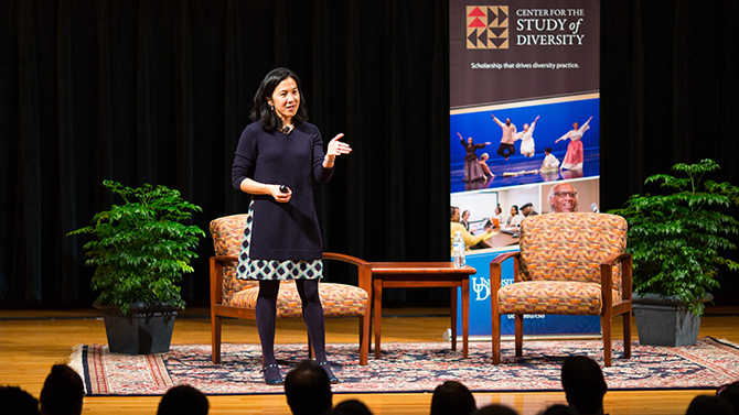 The Center for the Study of Diversity public lecture and book-signing reception with Dr. Angela Duckworth The Center for the Study of Diversity public lecture and book-signing reception with Dr. Angela Duckworth, author of Grit in The Center For The Arts, October 11th, 2016.