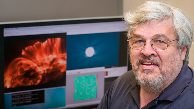 Environmental portrait of William Matthaeus, recently named the UNIDEL Professor of Physics and Astronomy and the next head of the Delaware Space Grant Consortium. - (Evan Krape / University of Delaware)