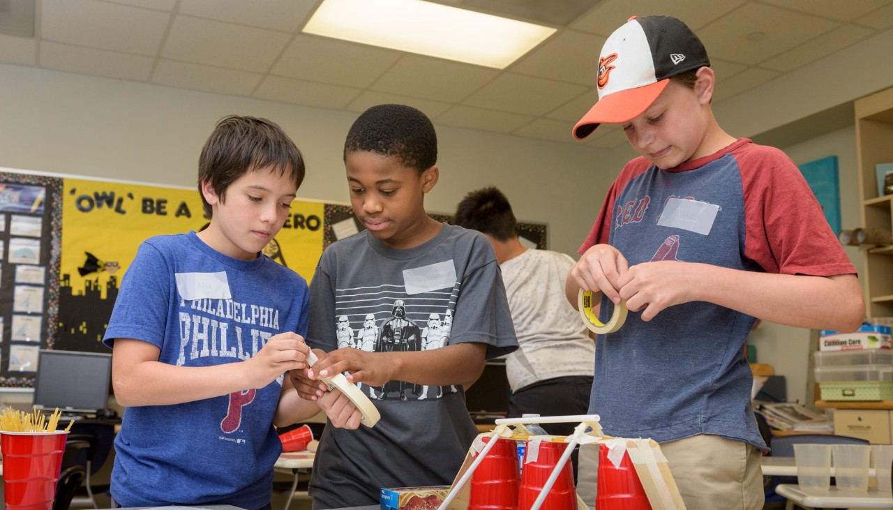 Students in 3 Science, Technology, Engineering, and Math (STEM) camps held at the College School participating in a variety of activities around the topics "Robotics, Minecraft, and Mindfulness."  - (Evan Krape / University of Delaware)