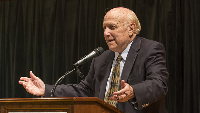 James R. Soles lecture by Floyd Abrams on the First Amendment at the Gore Recital Hall at the Roselle CFA, Attorney Floyd Abrams