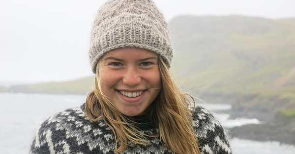 Laura Donohue with wool hat Senior Laura Donohue