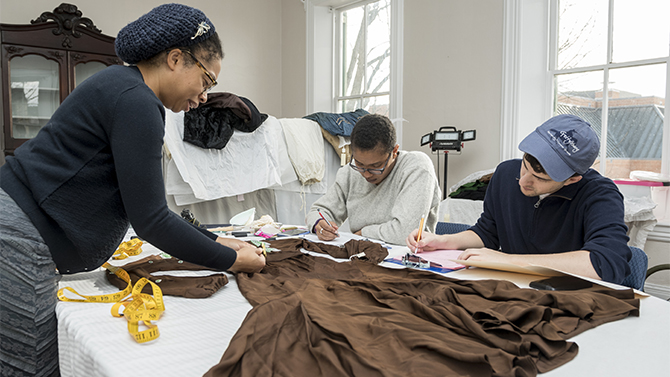 Tracy Jentzsch and her team of SWAT students work with textiles and inventory at the Historical Society of Cecil County.