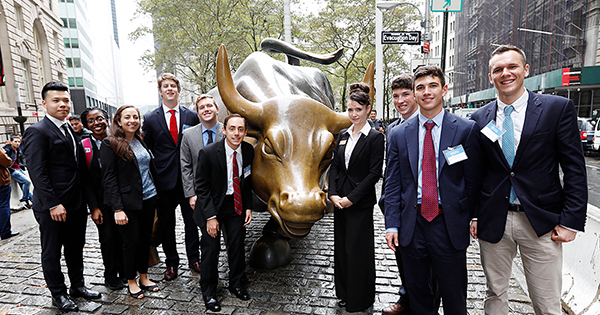 Recognizing the need to provide Blue Hens a more direct pathway to these opportunities, the Lerner Career Services Center at UD’s Alfred Lerner College of Business and Economics created the Wall Street/Finance in NYC Prep & Referral Program, with support from Lerner College Dean Bruce Weber, in early 2016. 
In September 2016, seven students began the yearlong pilot program.  
