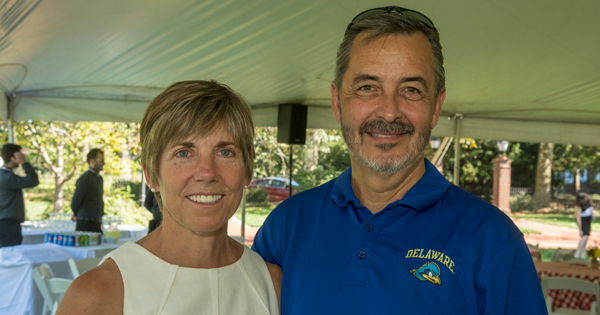Domenico Grasso and his wife, Susan at provost event Provost Domenico Grasso and his wife, Susan, hosted their annual “Hail and Well Done” reception on Saturday, Sept. 23 to welcome new faculty members and congratulate newly promoted and tenured faculty members. Event held in the Center for the Arts Courtyard.