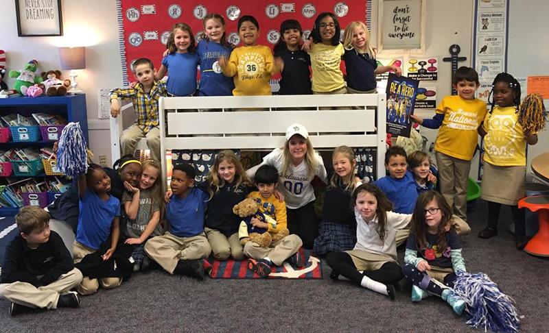 Teacher Kelly Krajewski and her class