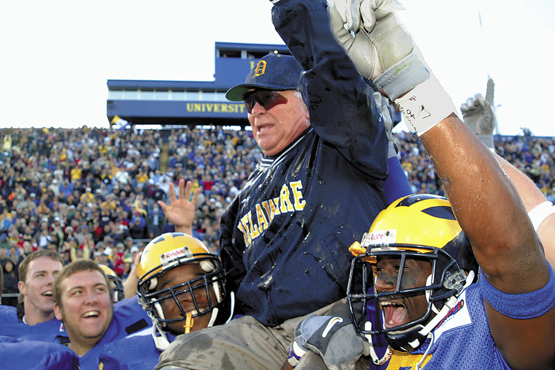 University of Delaware head football coach Harold
"Tubby" Raymond celebrated his 300th UD win
againt Univ. of Richmond in front of a home crowd
at Delaware stadium in Newark,DE