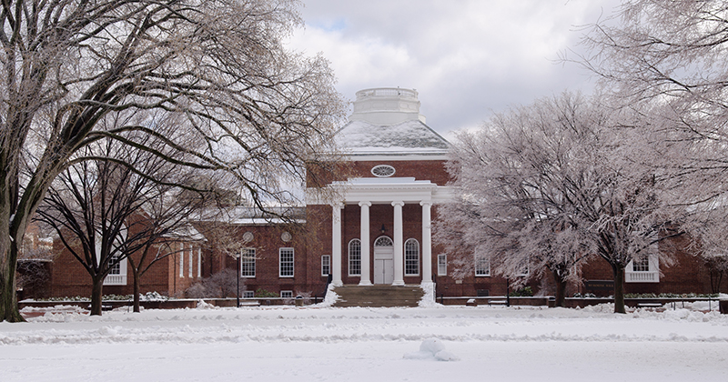 Campus snow, March 14th, 2017 on The Green in front of the dormitories.