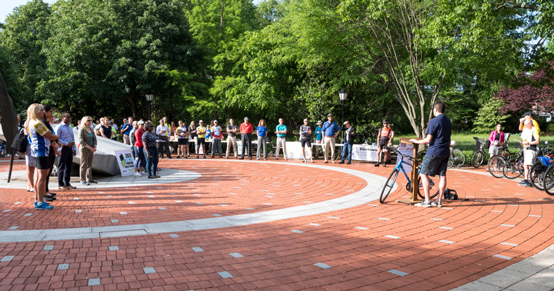 The 2018 National Bike to Work Day event at Mentors’ Circle on UD’s campus.