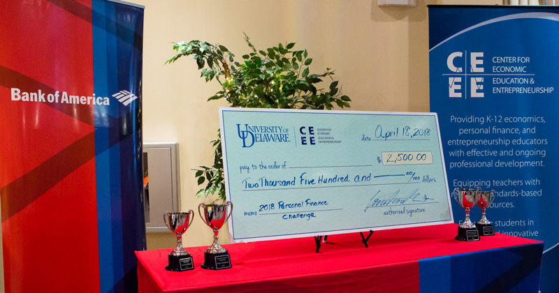 The Center for Economic Education and Entrepreneurship (CEEE) at the University of Delaware’s Alfred Lerner College of Business and Economics joined with Bank of America to host the Delaware Personal Finance Challenge, a competition for students in the state.