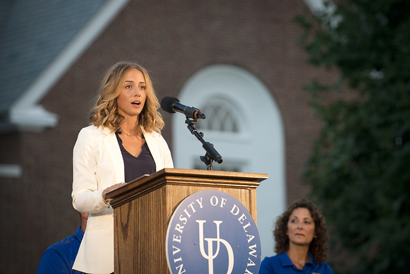 Student speaker Nikki Dombrowski addresses the Class of 2020.