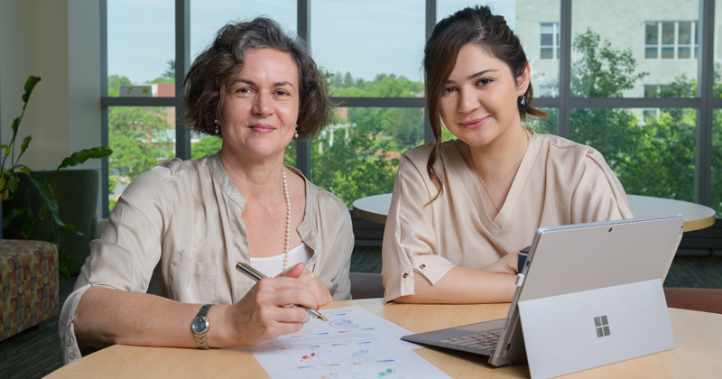 Maryam Golbazi (right), who received her doctorate from UD in ocean engineering in 2022, and professor Cristina Archer (left), have had a paper published titled the "Surface Impacts of Large Offshore Wind Farms." The research shows that those living on the East Coast shouldn’t worry about any potential meteorological changes to the surface temperature or wind speed as a result of offshore wind farms.  
