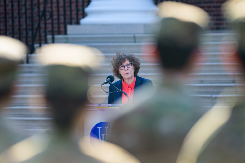 Maryanne Donaghy speaks at the podium