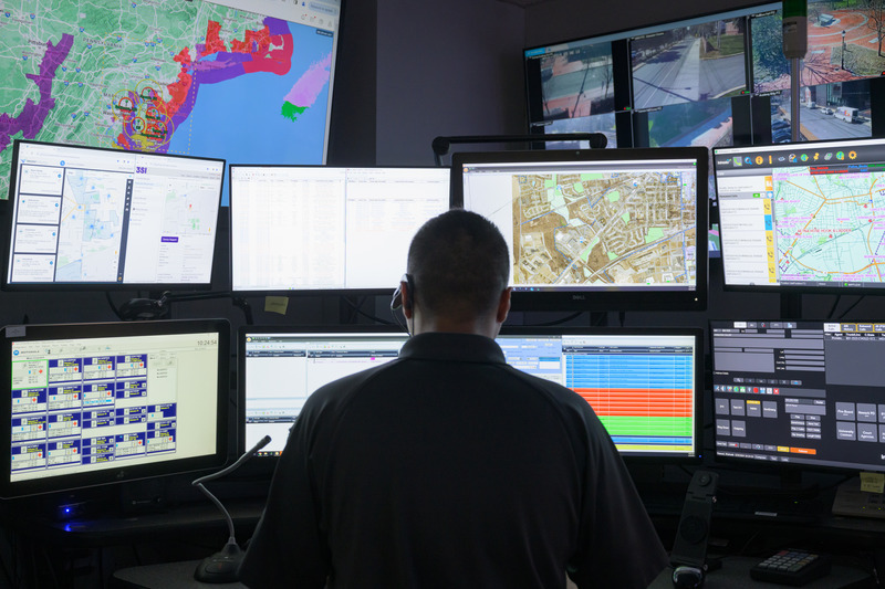 Shahzaib Masood, a UD Police Department dispatcher, surveys multiple systems in UDPD’s Communication Center. Calls to the Comm Center require the dispatch of various resources — from fire and police personnel and medical support, to mental health intervention.