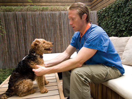 Patrick Mahaney with a dog