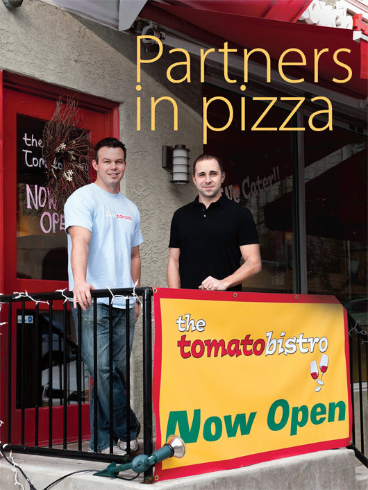 Cassano and Mosmen in front of their restaurant - Partners in pizza