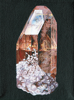 Topaz with rhyolite from Utah's Thomas Range, acrylic on canvas
