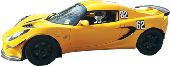 Ingrid Steffensen in her yellow race car