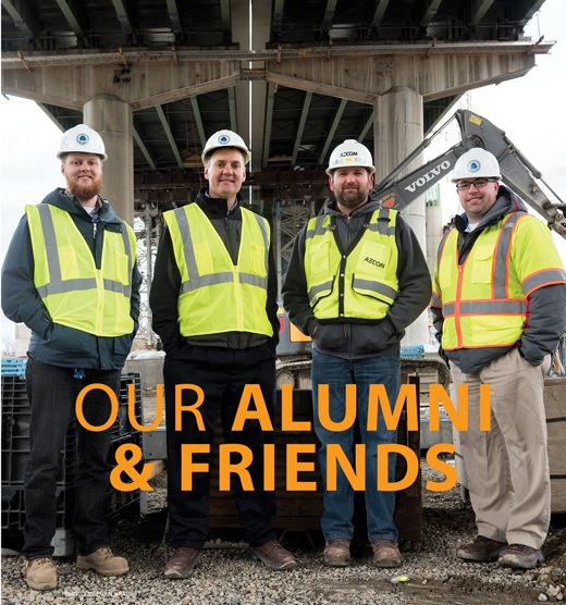 Pictured: (left to right) Tristan Seigel, EG08, Barry Benton, EG92, Nicholas Hetrick, EG02, and Jason Hastings, EG00, 01M, who assisted McCleary (not pictured) on the project.