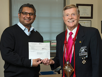 Salil Lachke (left) was awarded a Career-Starter Grant in Pediatric Ophthalmology from James G. Horn, Right Eminent Grant Commander of the Knights Templar Eye Foundation (KTEF), Inc.