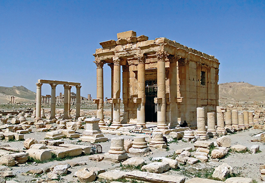 In 2015, the Islamic State of Iraq and the Levant (ISIL) demolished the Temple of Baalshamin after capturing Palmyra, Syria.