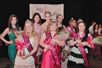 Emily Drake (third from left, back row) joins winning contestants at the 2015 Delaware Miss Amazing Pageant.