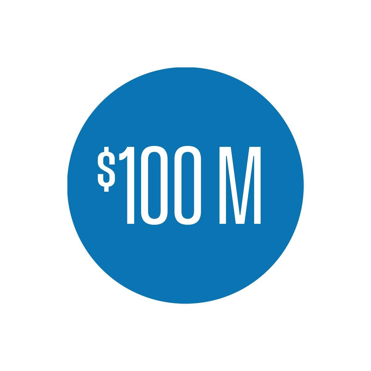 White text that says "$100 Million" inside of a blue circle. The Circle is a shade a blue that is UD's primary color.