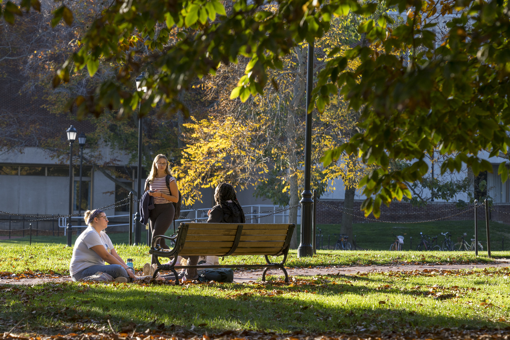 Fall Semester 2025 at the Biden School College students sitting outside