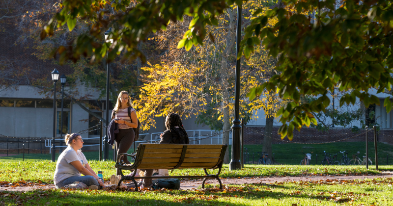 Fall Semester 2025 at the Biden School College students sitting outside