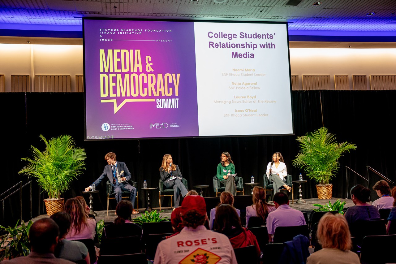 SNF Ithaca Student Leader, Lauren Boyd, at the iMEdD International Journalism Forum