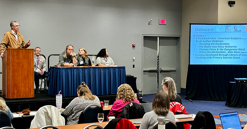 Portrait of Fran O'Malley and Scott Abbott at 2025 National Council for the Social Studies Conference