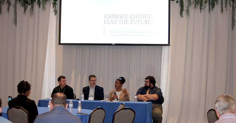 Photo of Dan Blevins, Chad Reese, L’Kiesha Markley and Dan Farina at the 2026 Delmarva Freight Summit 
